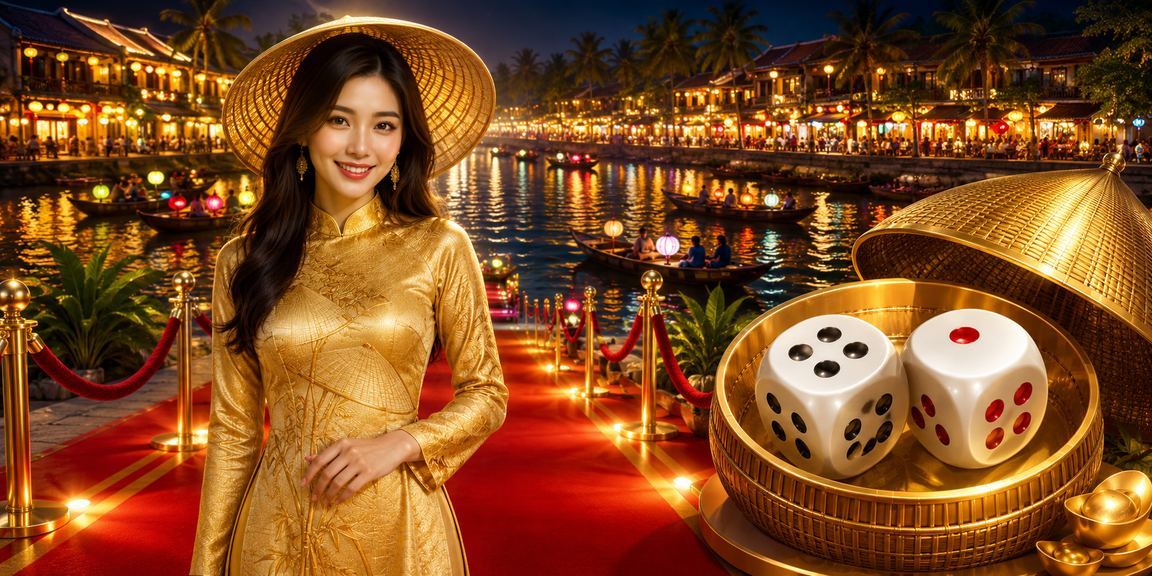 Phụ nữ mặc áo dài chơi tài xỉu tại phố cổ Hội An trên điện thoại